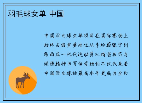 羽毛球女单 中国